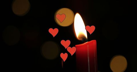 Lit Candle with Heart Accents Celebration Background - Download Free Stock Images Pikwizard.com