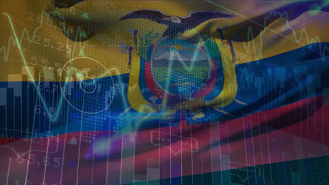 Ecuador Flag Overlay with Financial Data Visualization