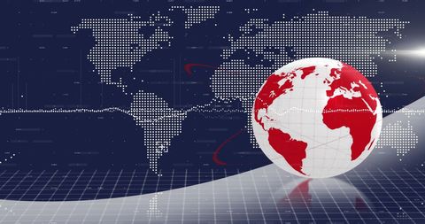 Digital World Map with Globe on Blue Background - Download Free Stock Images Pikwizard.com