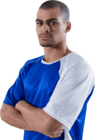 Transparent Confident Football Player with Arms Crossed Expression