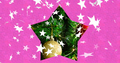 Festive Starry Holiday Animation with Christmas Tree Ornaments