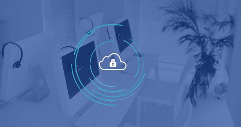 Digital cloud computing security in modern office workspace