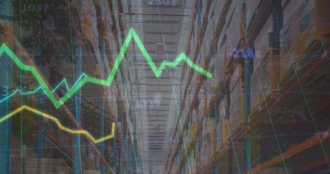 Warehouse Business Statistics Overlay with Data Analysis - Download Free Stock Images Pikwizard.com