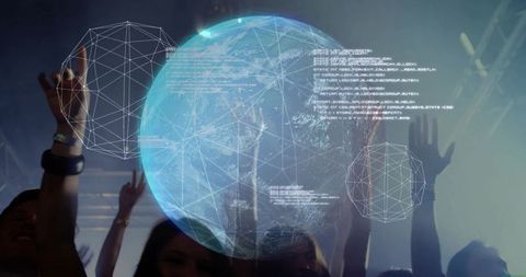 Immersive technology display at concert with holographic globe