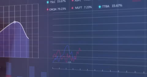 Display of Animated Financial Data Analysis on Grid Background
