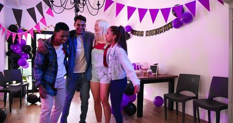 Diverse Friends Celebrating Birthday, Joyful Home Gathering