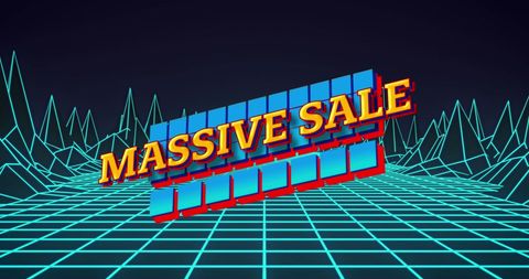 Massive Sale Promo on Digital Grid Background