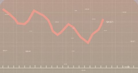 Dynamic Line Graph Displaying Data Trends on Beige Grid Background