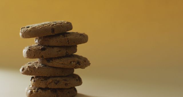 Image of biscuits with chocolate on yellow background - Download Free Stock Photos Pikwizard.com