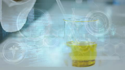 Scientist Analyzing Liquid in High Tech Laboratory