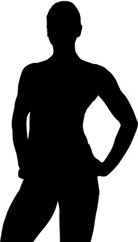 Silhouette of athletic woman performing classic pose on transparent background