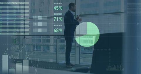 Businessman Analyzing Technology-Empowered Financial Data