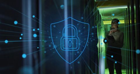 Digital Security Overlay in Modern Data Center - Download Free Stock Images Pikwizard.com