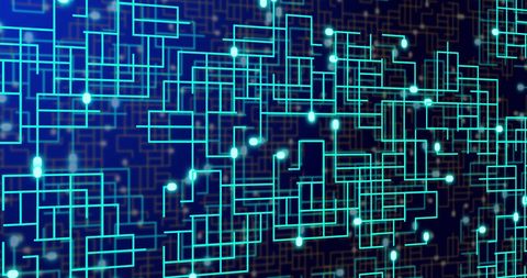 Futuristic Neon Integrated Circuit on Navy Background - Download Free Stock Images Pikwizard.com