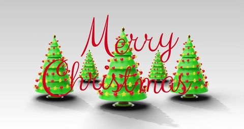 Festive Merry Christmas Greeting with Iconic Trees