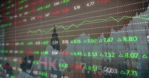Financial growth displayed over urban panorama