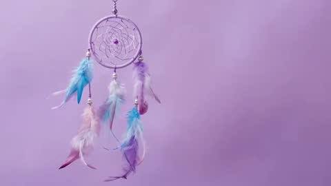 Pastel Dreamcatcher Gently Swaying with Feathers in Motion