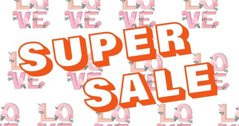 Super Sale Text on Retro Love Background