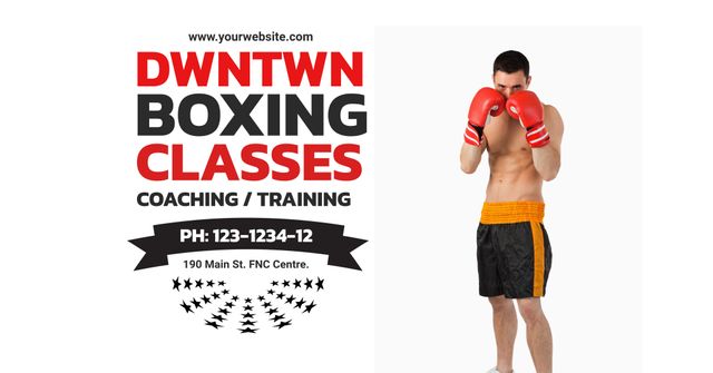 Focused Boxer in Red Gloves Promoting Downtown Boxing Classes - Download Free Stock Templates Pikwizard.com