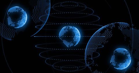 Digital Network Connecting Spinning Glowing Globes - Download Free Stock Images Pikwizard.com