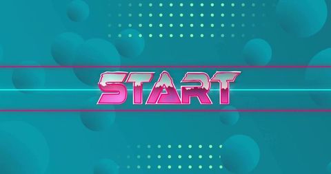 Retro neon start screen with synthwave design and abstract reentry overlay