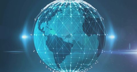 Global Digital Network Overlay on Blue Globe - Download Free Stock Images Pikwizard.com