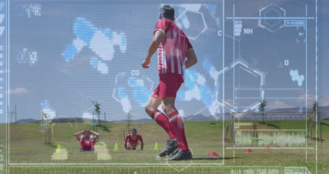 Futuristic Fitness Training with Digital Interface Overlay