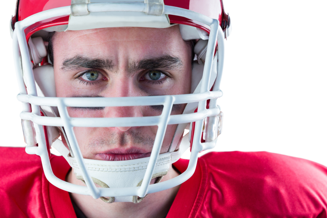 Close-Up Portrait of Serious Football Player Moving Helmet Transparent Background - Download Free Stock Videos Pikwizard.com