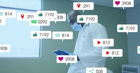 Doctor Engaging with Digital Notifications in Clinic