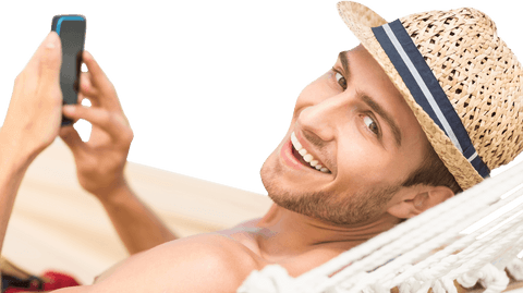 transparent smiling man relaxing in hammock using smartphone - Download Free Stock Videos Pikwizard.com