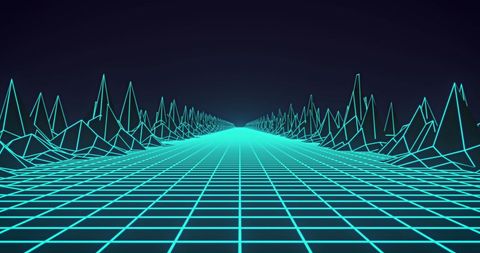 Futuristic Digital Landscape with Neon Grid - Download Free Stock Images Pikwizard.com