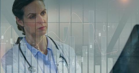 Female Doctor Analyzing Digital Financial Healthcare Data