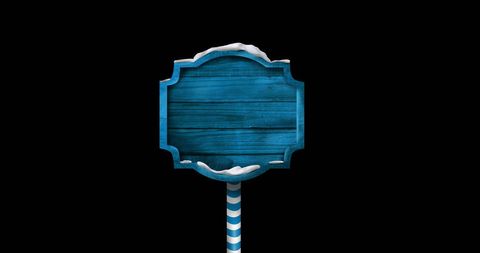 Blue Wooden Christmas Sign with Snow and Lights