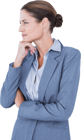 Transparent Confident Businesswoman in Suit Thinking
