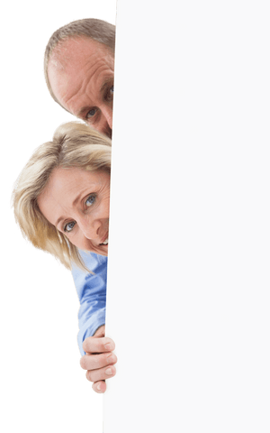 mature couple peek around transparent blank space - Download Free Stock Videos Pikwizard.com