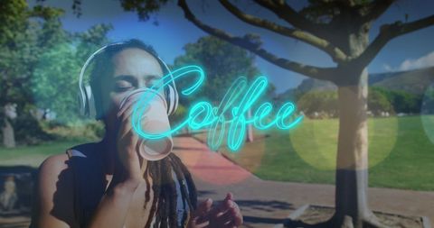 Enjoying Coffee in Park with Nature Sounds