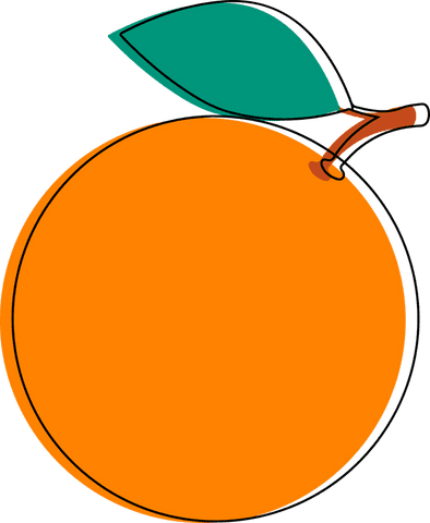 flat cartoon orange graphic with green leaf on transparent background - Download Free Stock Videos Pikwizard.com