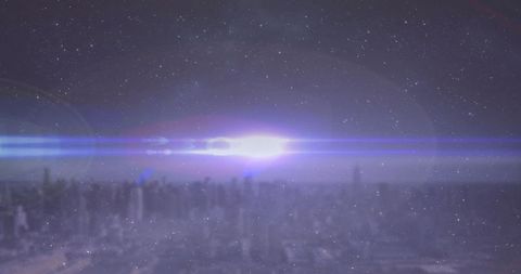 Bright Light Over City Horizon with Starry Night Sky - Download Free Stock Images Pikwizard.com