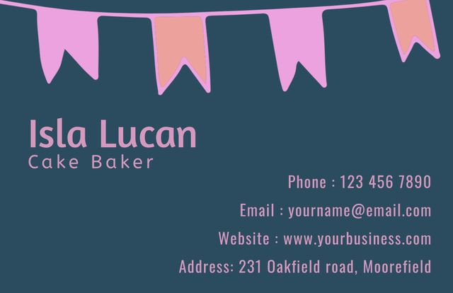 Charming Cake Baker Business Card with Playful Bunting - Download Free Stock Templates Pikwizard.com