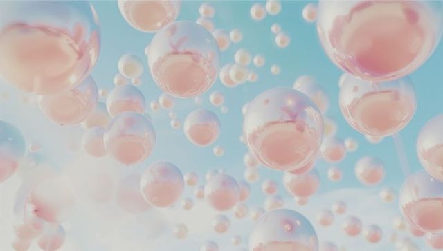 Dreamy Translucent Pink Bubbles Floating in Sky