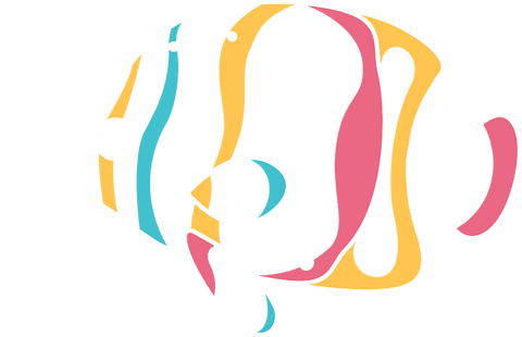 Vibrant tricolor fish illustration on transparent background