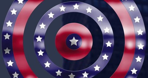 Metallic Patriotic Emblem with Concentric Starry Rings