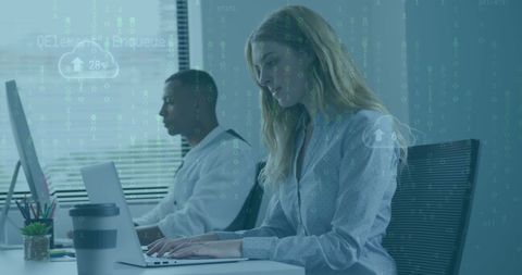 Caucasian Woman and African American Man Working in Modern Office - Download Free Stock Images Pikwizard.com
