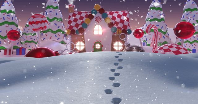 Whimsical Christmas Gingerbread House in Snowy Winter Wonderland - Download Free Stock Images Pikwizard.com