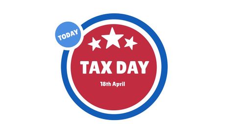 Tax day notification badge with stars and date highlight