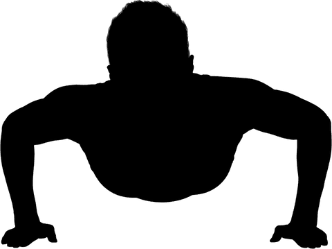 Silhouette of sportsman doing push-ups transparent background