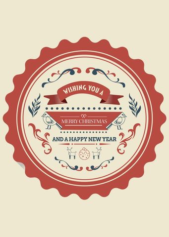 Vintage christmas seal with festive holiday greetings