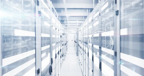 Futuristic Digital Data Center with 3D Interface