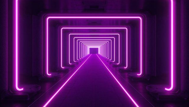 Futuristic neon glowing corridor with sci-fi vibes