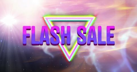 Retro Neon Flash Sale with Glowing Triangle Accent - Download Free Stock Images Pikwizard.com